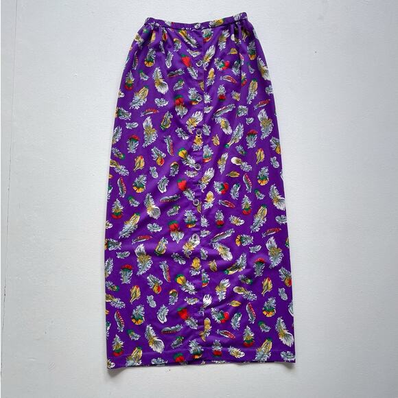 Vintage 70's Feather Sleeveless Bodysuit + Maxi Skirt Sz S Unique Set Boho Retro - Picture 6 of 10